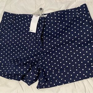 Ovi NWT navy shorts with white polka dots, size L